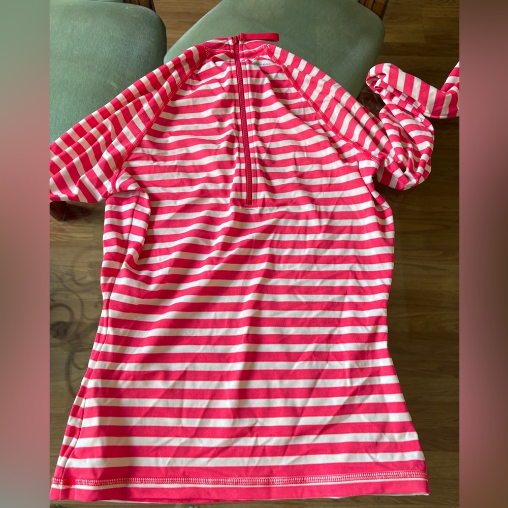 J. Crew Pink and White Striped Swim Coverup